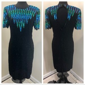 Vintage Stenay Bead Peacock Cocktail Silk Sequin